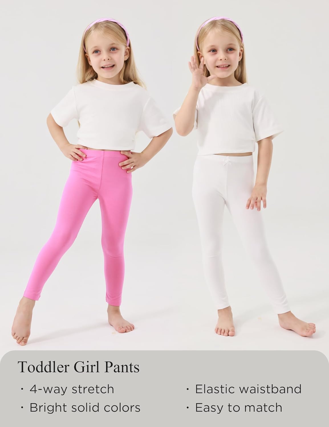 Toddler Girls Leggings 2-Pack Bamboo Viscose Little Girls Casual Stretch Pants