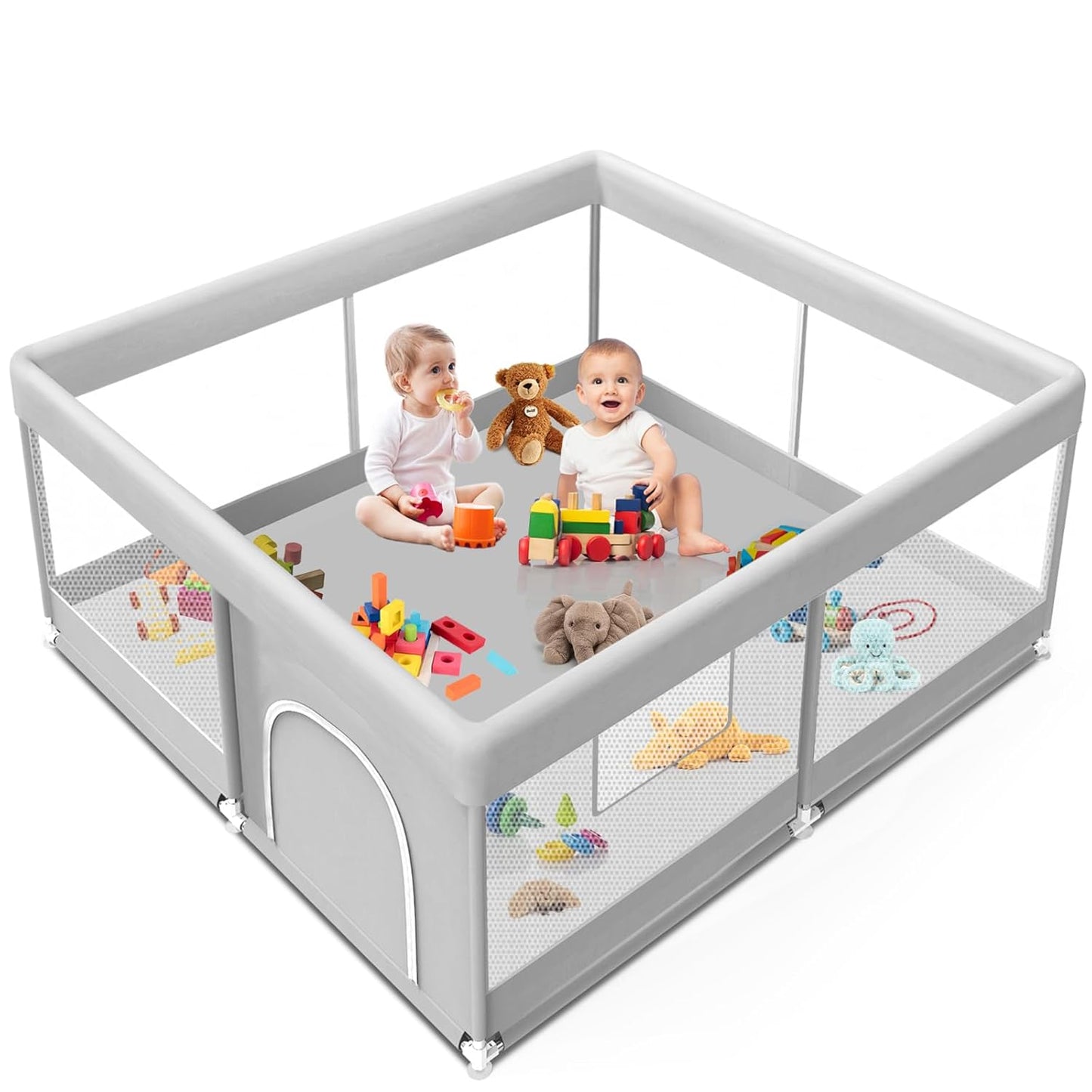 Baby Playpen 50x50 Inch, Playpen for Babies and Toddlers Baby Playpen Fence Playard Activity Center, Without MAT Included