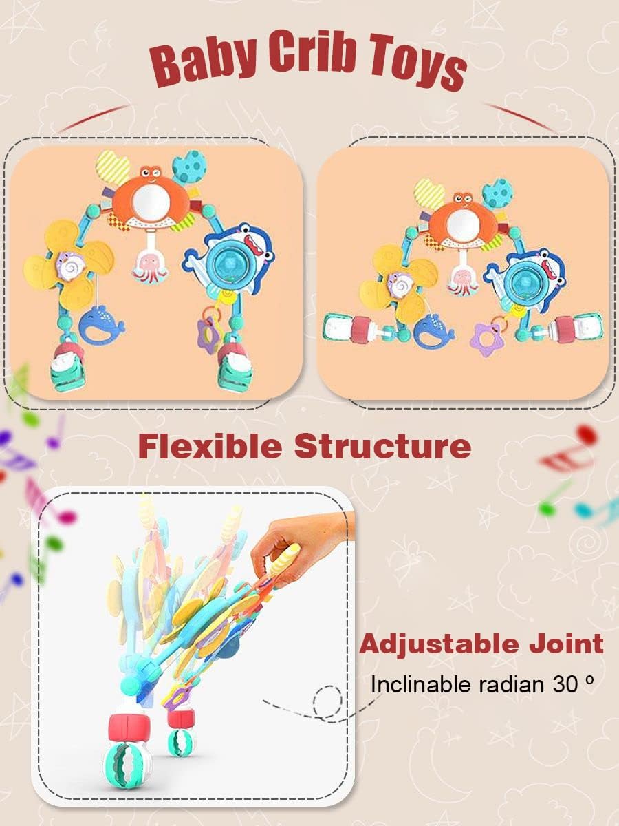 Pau1Hami1ton Baby Stroller Arch Toys, Car Seat Toys,Bouncer Toy Bar/Mobile for Bassinet,Adjustable Baby Hanging Toys Fit for Crib Bed,Stroller,Car Seat.S-19(Crab)