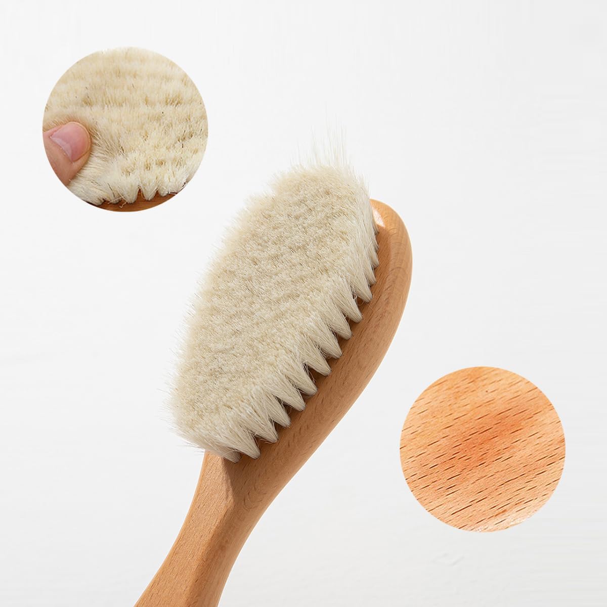 BoAn Wooden Baby Hair Brush,Natural Soft Goat Bristles,Cradle Cap Brush for Newborns & Toddlers,Perfect Scalp Grooming Product for Infant
