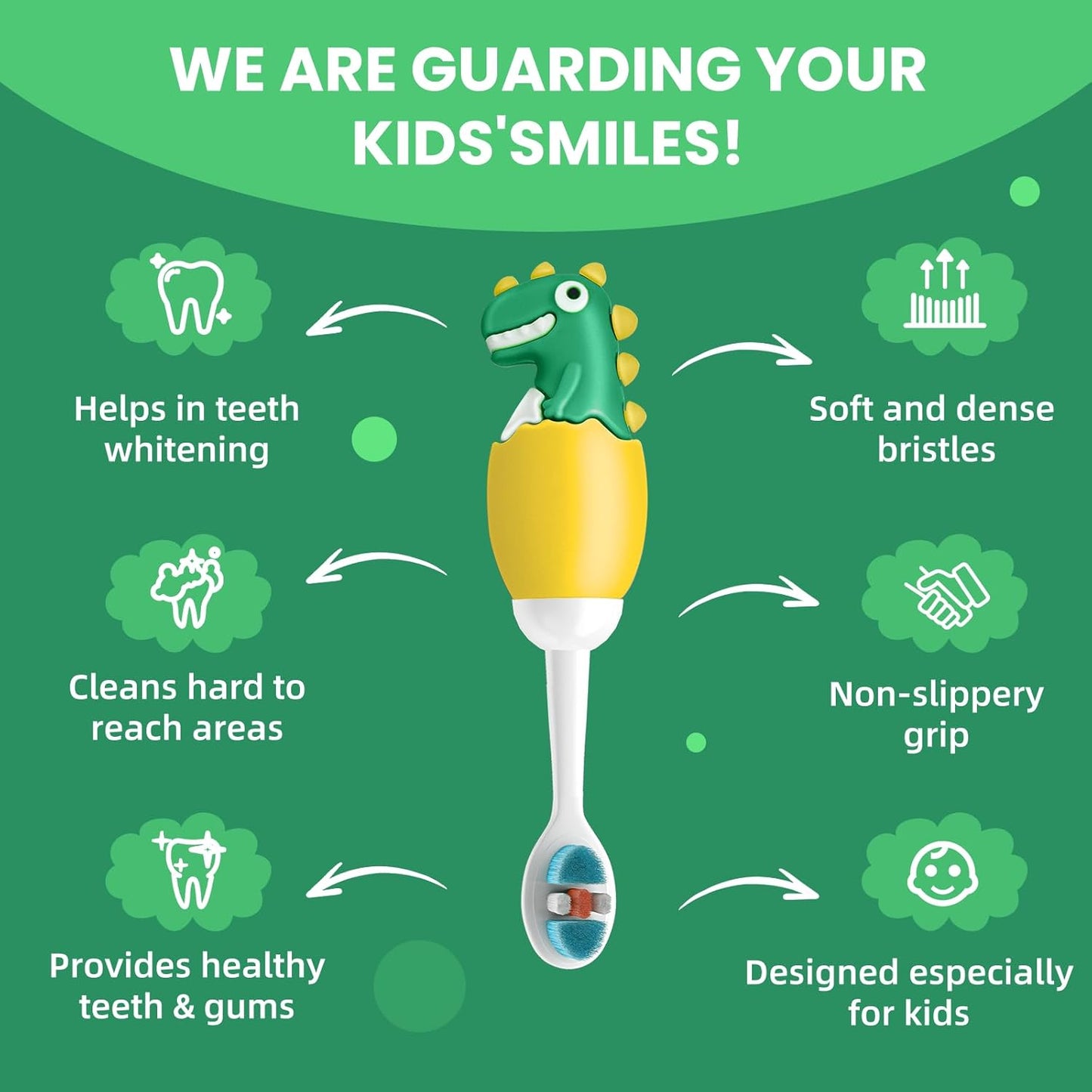 Kids Manual Toothbrush, Ultra-Soft Kids Toothbrush for Sensitive Teeth & Gums, Gentle Toddler & Children's Brush with 10000 Bristles Travel-Friendly Design for Ages 2-7 (Yellow)