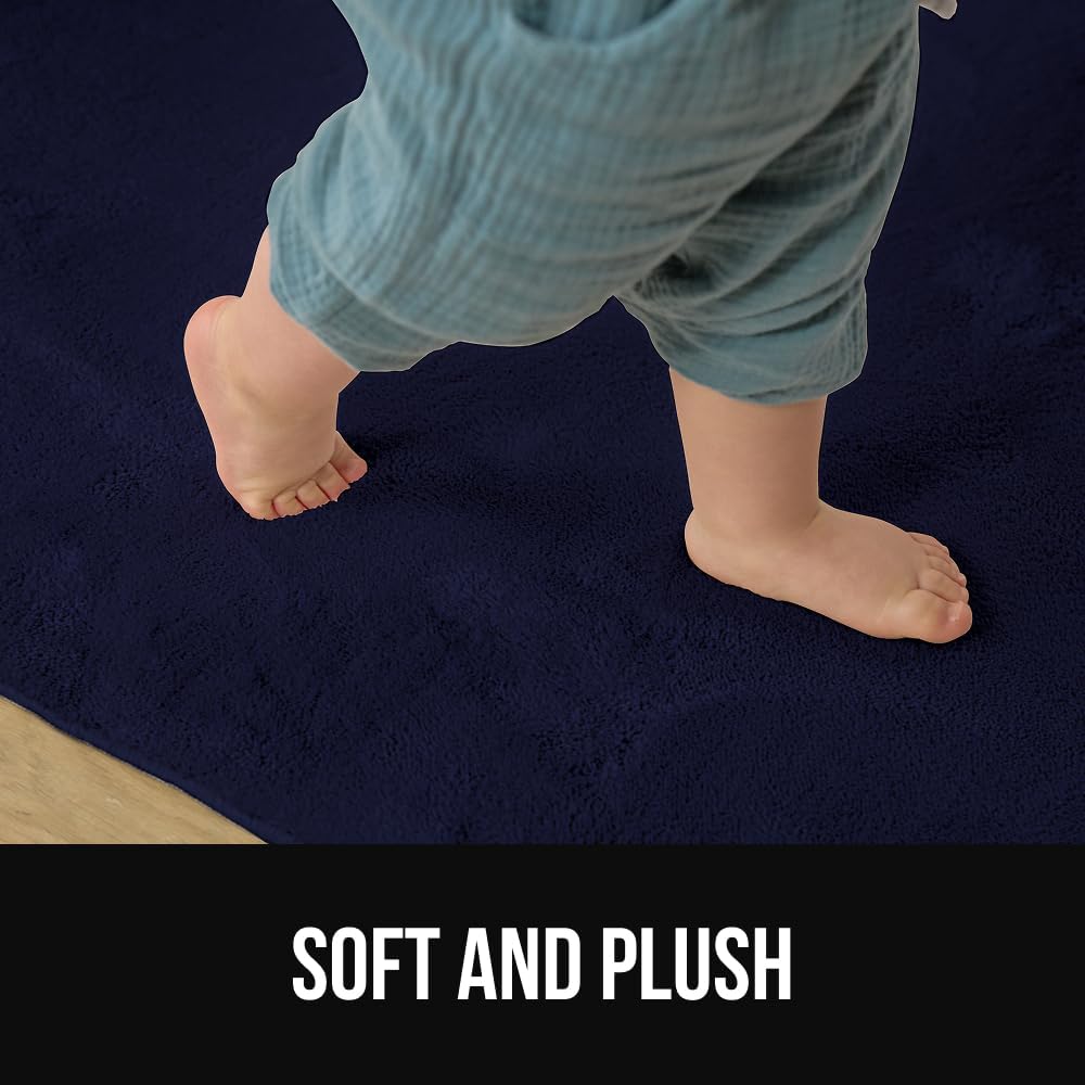 GORILLA GRIP Ultra Soft Washable Area Rug, 5x7, Stain and Slip Resistant Plush Thick Carpet for Bedroom Living Room, No Shed Floor Rugs, Pet Friendly, Dorm Essentials, Nursery Home Decor, Navy Blue