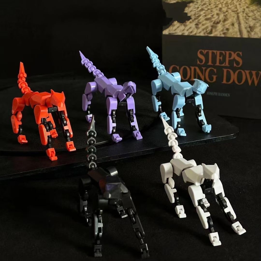 2pcs Random Color 3D Printed Mecha Robot 5.54-inch+Mecha Dog Multi-Jointed Action Figures, Full Body Mechanical Movable Toy, Multiple Accessories, Desk Decoration,New Year Gift