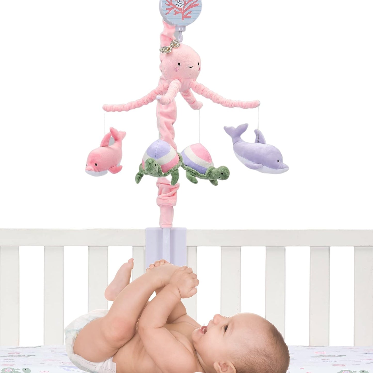 Lambs & Ivy Sea Dreams Dolphin/Turtle Musical Baby Crib Mobile Soother Toy