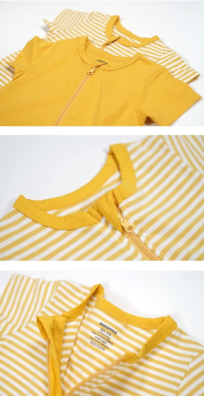 Teach Leanbh Baby Boys or Girls 2 Pack Pajamas Cotton Short Sleeve Zipper Romper Jumpsuits Sleep and Play 3-24 Months …