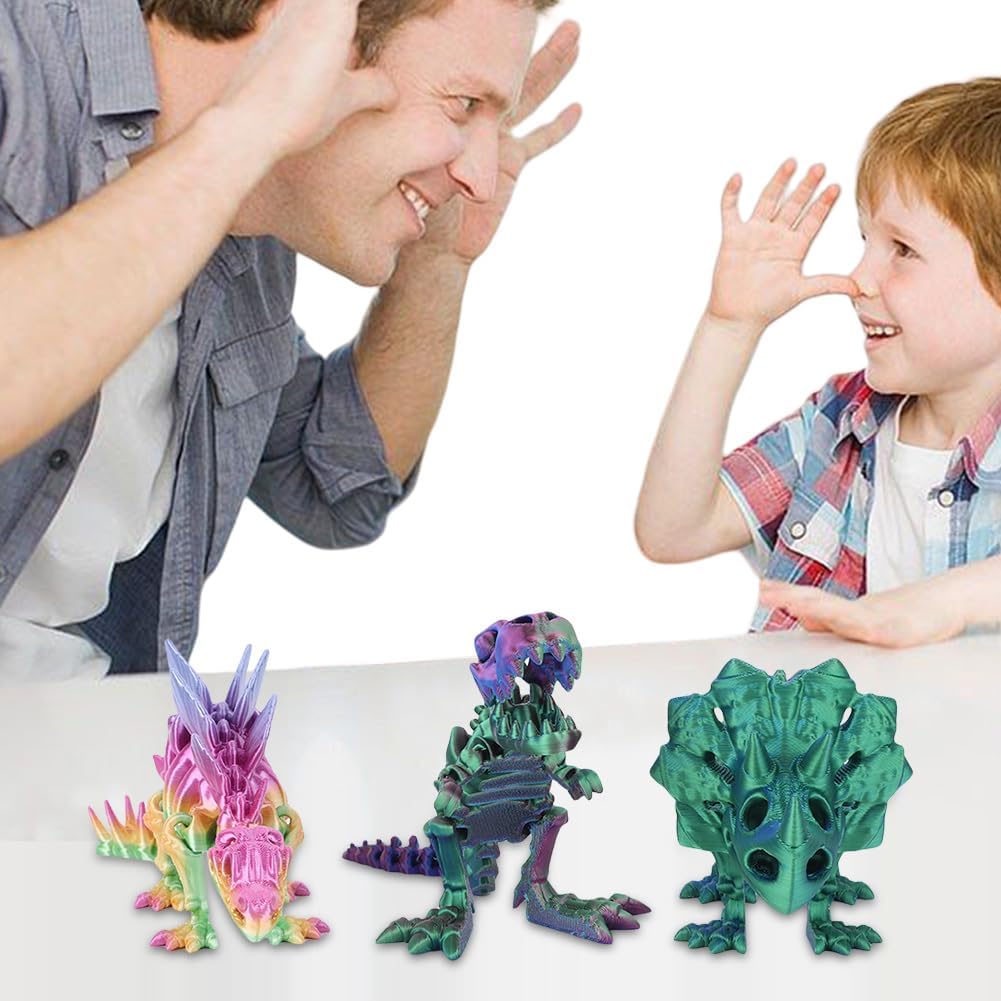 3D Printed Dinosaur Toy, Articulated Tyrannosaurus Rex Stegosaurus Triceratops - Mystery Crystal Dinosaur Flexible Toys,Flexible Fidget Toy for Autism/ADHD,Birthday Gift/Desk Toy/Home Decoration
