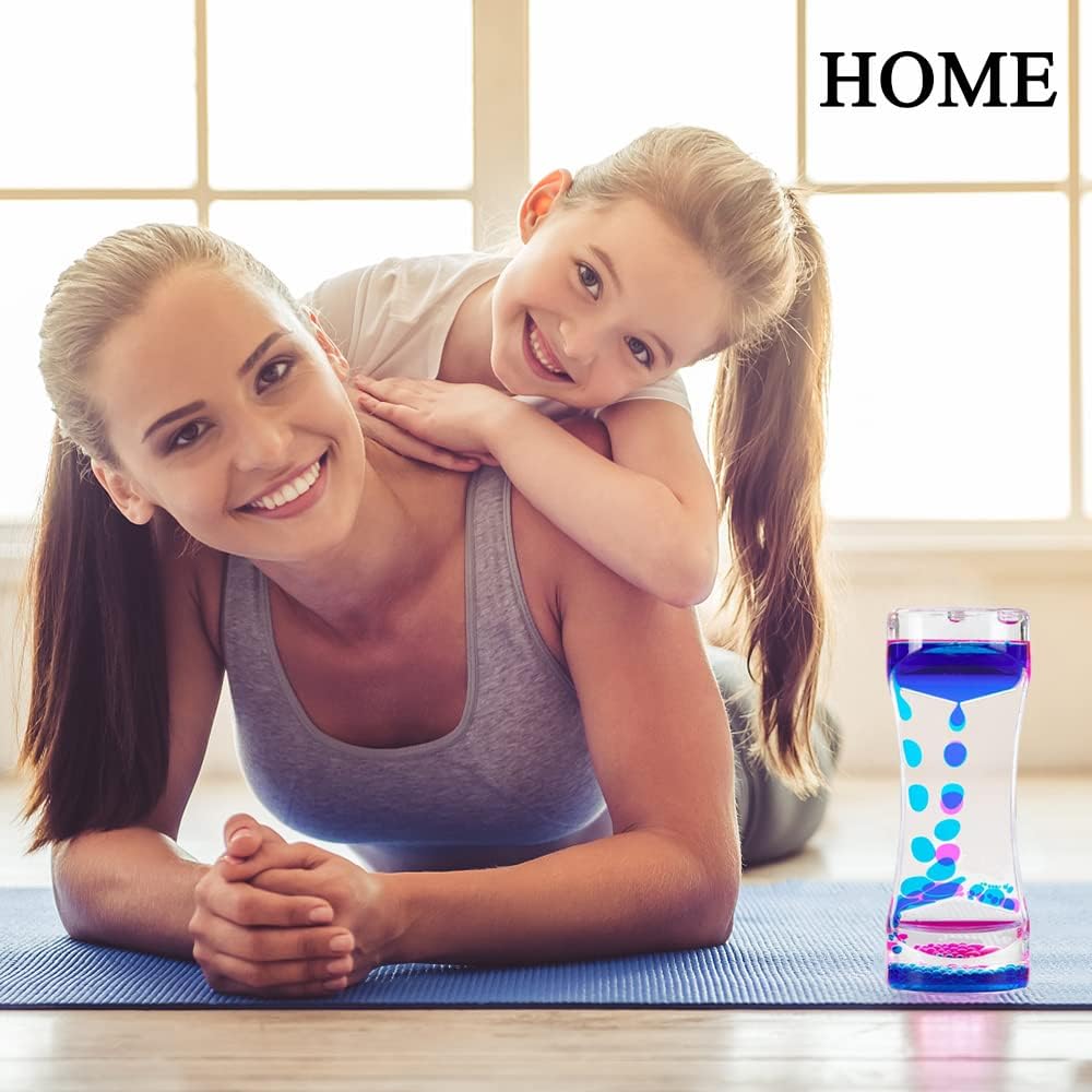 Moving Sand Art Picture and Liquid Motion Bubbler for Sensory Play Calm Stress Relief Fidget ADHD Anxiety Autism Activity for Children Kid Adult Home Office Desk Decor Birthday, Blue