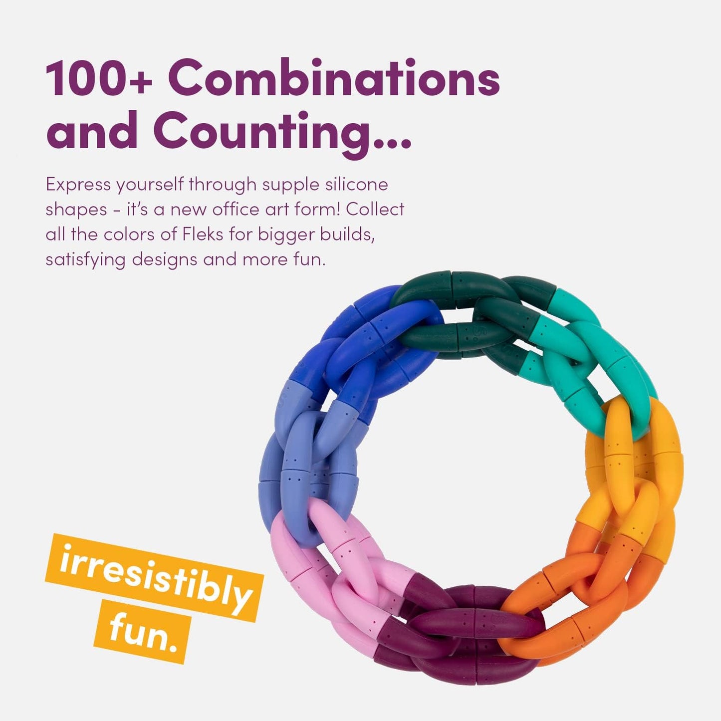 Speks Fleks Silicone 6-Piece Building Set - Mulberry - Fun Desk Toy for Adults