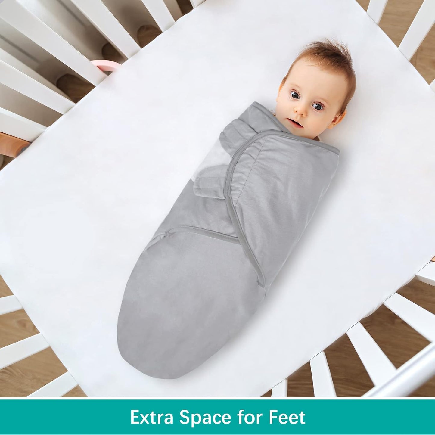 Biloban Baby Swaddle for Boys Girls, 3-6 Months, Cotton Blanket, Newborn Essentials, Grey & White, 2 Pack