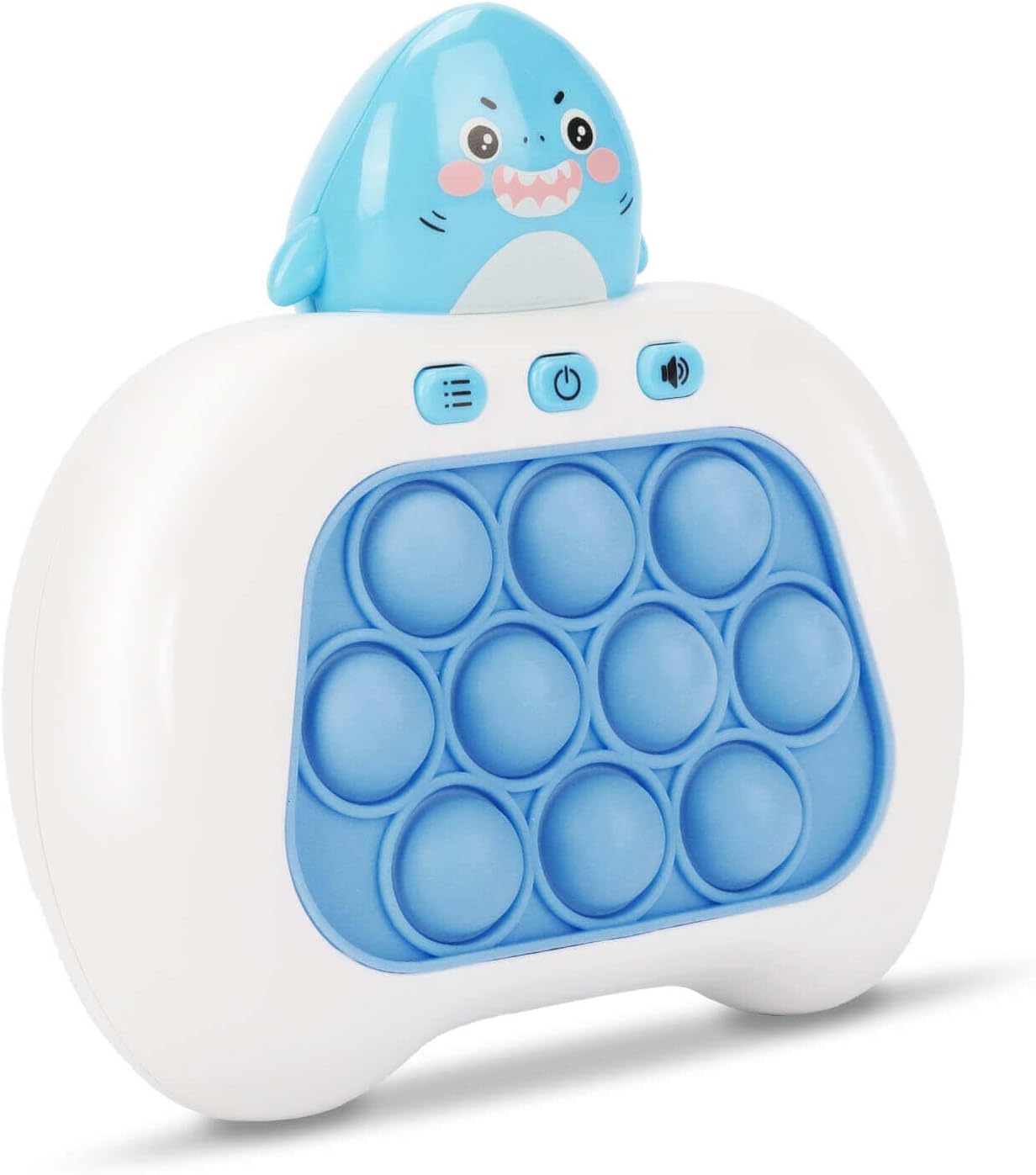 Fast Push Pop Game It Fidget Toys Pro for Kids Adults, Handheld Game Machine, Squeeze Poppet Sensory Electric Quick Push Bubble Toy, Birthday Gifts for Boys Girls Teens （Shark）