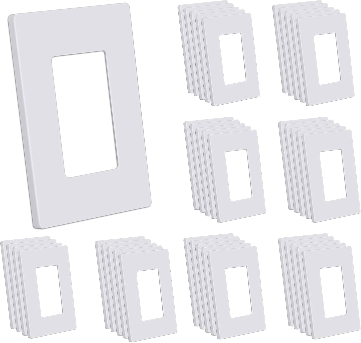 CML Screwless Wall Plates, 40 Pack Decorator Light Switch Covers, 1-Gang Decor Outlet Switch Plate, Standard Size 2.91”x4.68”, Impact Resistant, White