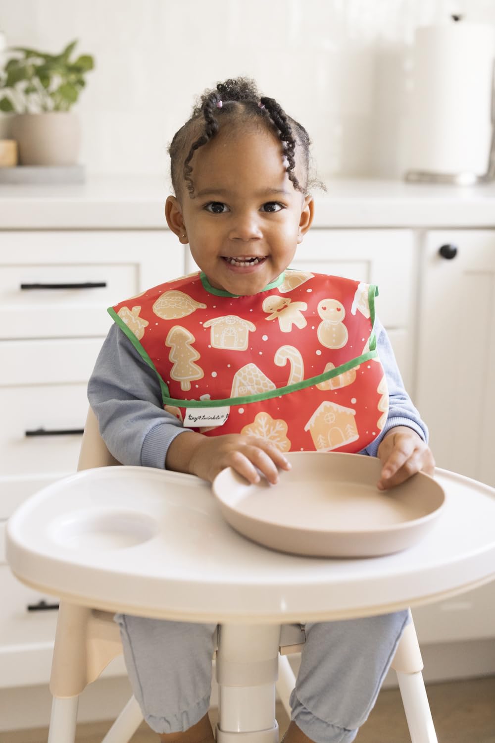 Tiny Twinkle Mess-Proof Baby Bib - Waterproof Bib for Baby Girl or Boy- Machine Washable - Adjustable Closure - PVC, BPA, & Phthalate Free - Great for Travel - Baby Food Bibs (3 Pack,Christmas)