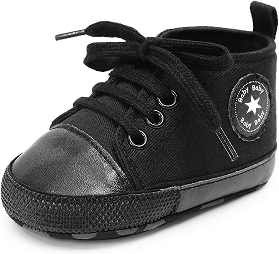 Unisex Baby Girls Boys Canvas High-top Shoes, Newborn Infant Anti-Slip Soft Sole Frist Walking Breathable Sneakers