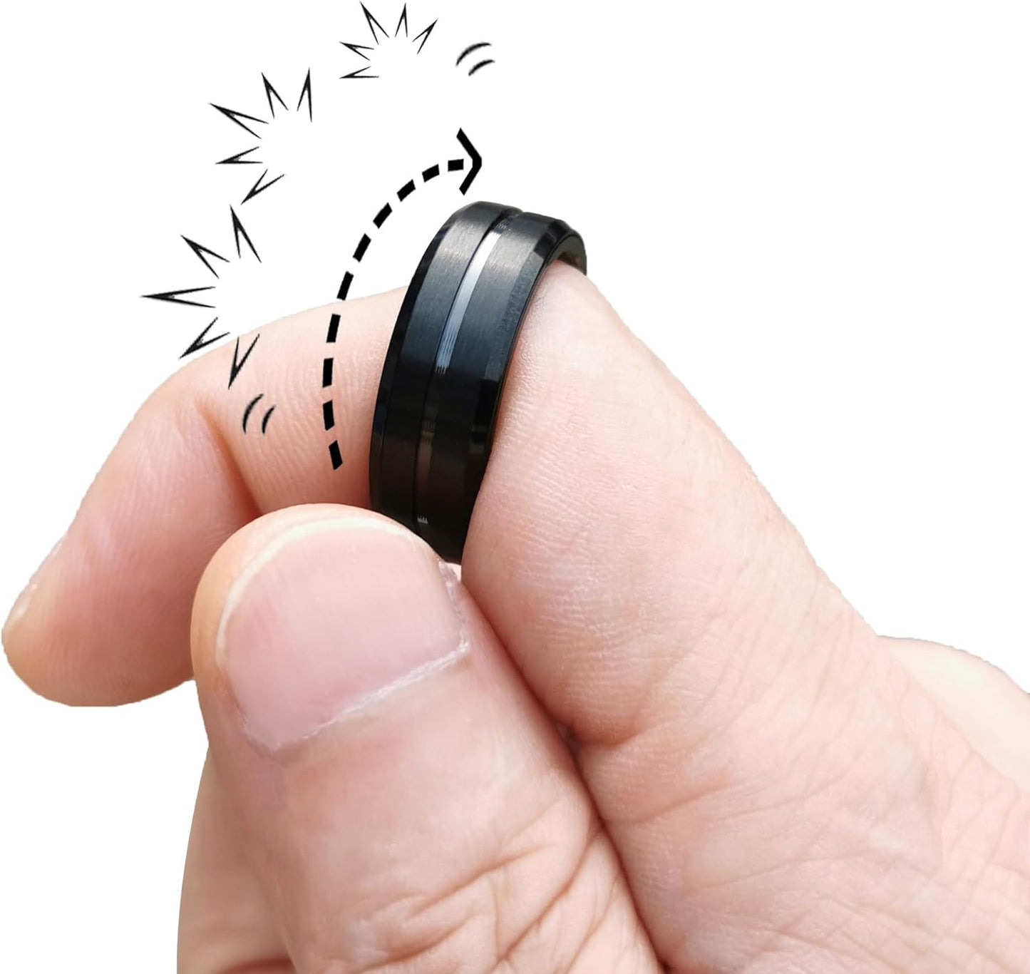 EDC Fidget Slider Fidget Toy Adult Stress Relief Metal Ratchet Ring Jewelry ADHD Recreational Fidget Toy Tactile Coin (Black, 14)