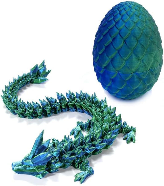 3D Printed Dragon Egg, 12inch Dragon Fidget Toys with Wings Easter Basket Stuffers Executive Desk Toys Crystal Dragon for Autism/ADHD Home Office Decor