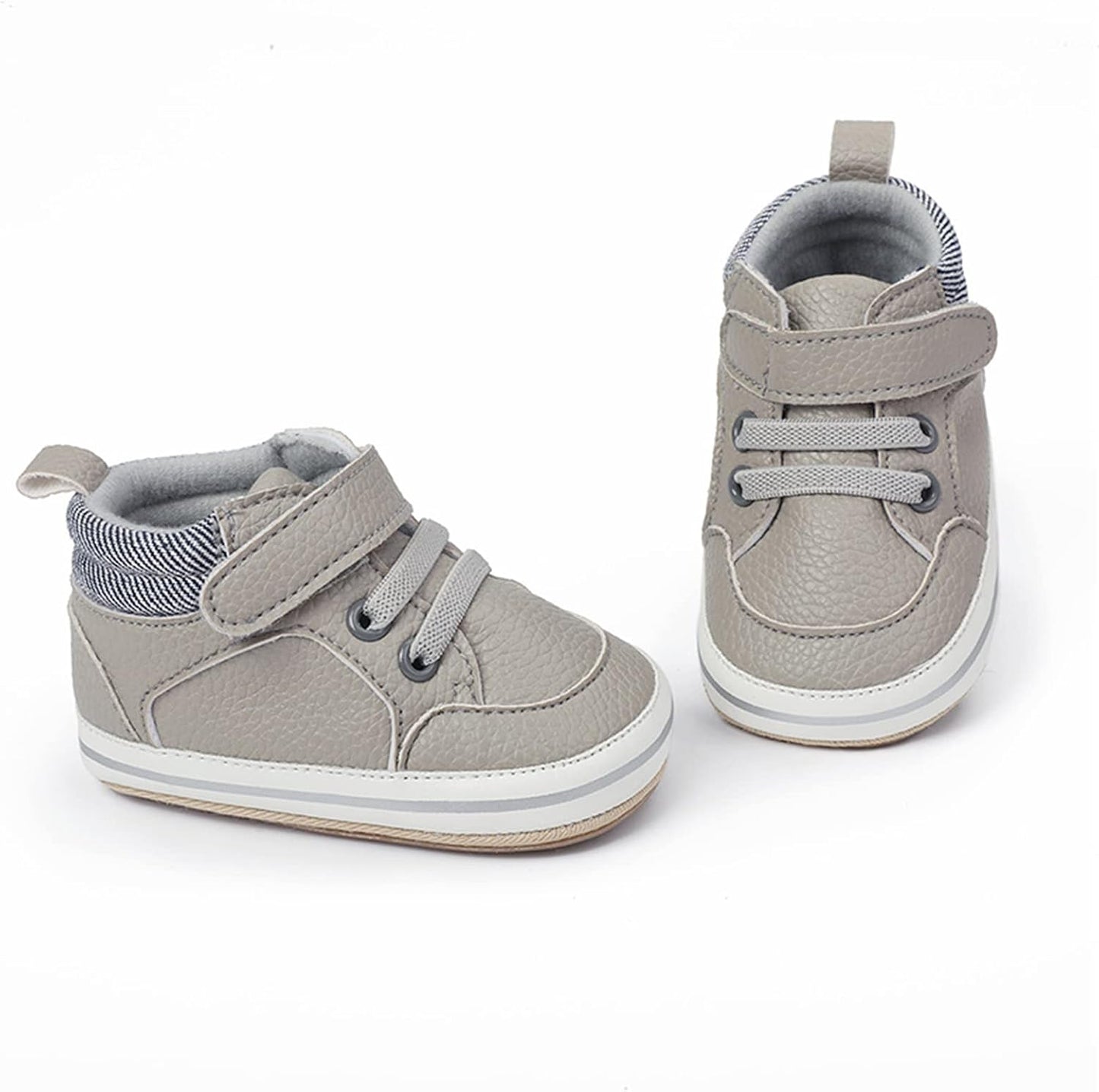 SOFMUO Baby Boys Girls High Top Ankle PU Leather Sneakers Soft Rubber Sole Infant Moccasins Newborn Oxford Loafers Anti-Slip Toddler Wedding Uniform Dress Shoes