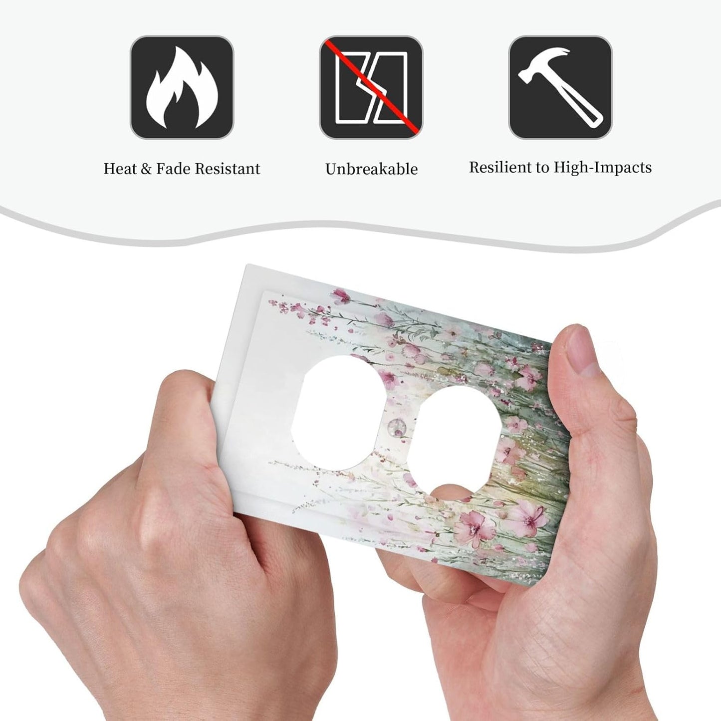 Outlet Covers Wildflower Botanical Watercolor Floral 1 Gang Duplex Light Switch Cover Decorative Switch Plates Electrical Receptacle Faceplate Wall Plate For Bed Room Living Room Decor