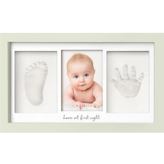 Baby Hand and Footprint Kit - Clay Handprint Keepsake Frame, Newborn Nursery Picture Frame, Personalized New Mom Gifts for Baby Shower & Registry (Sage)