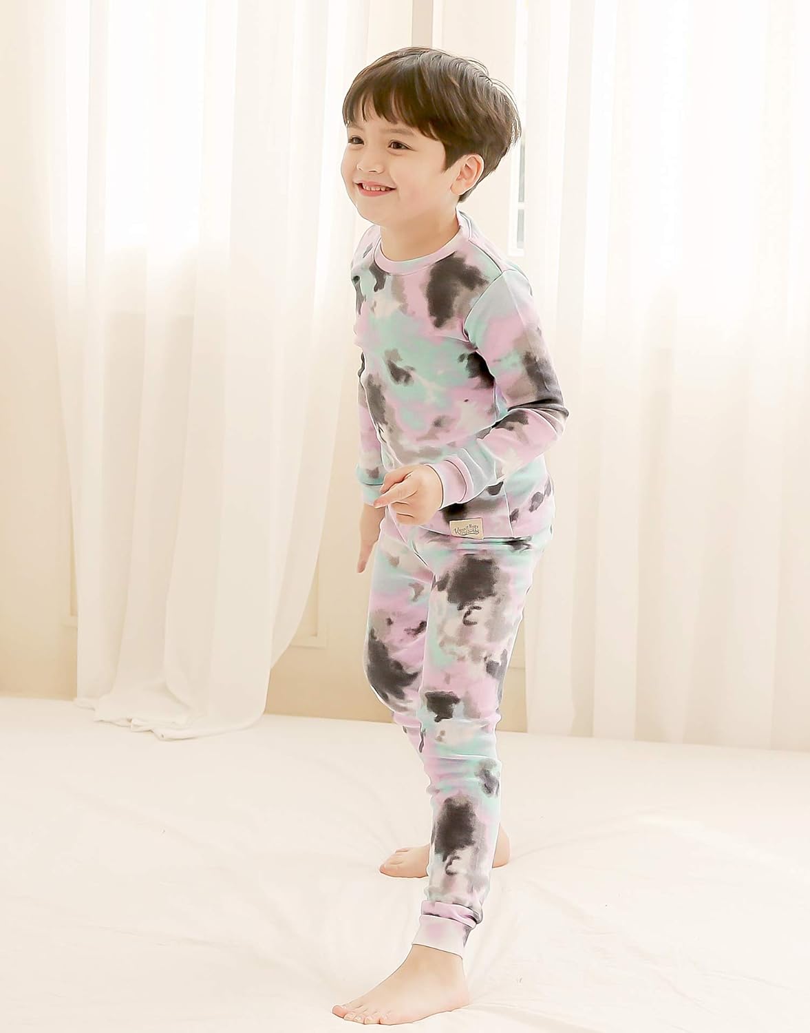 VAENAIT BABY 12M-12Y Toddler Kids Boys Girls 100% Cotton Marbling Tiedye Sung Fit Sleepwear Pajamas 2pcs Pjs Set