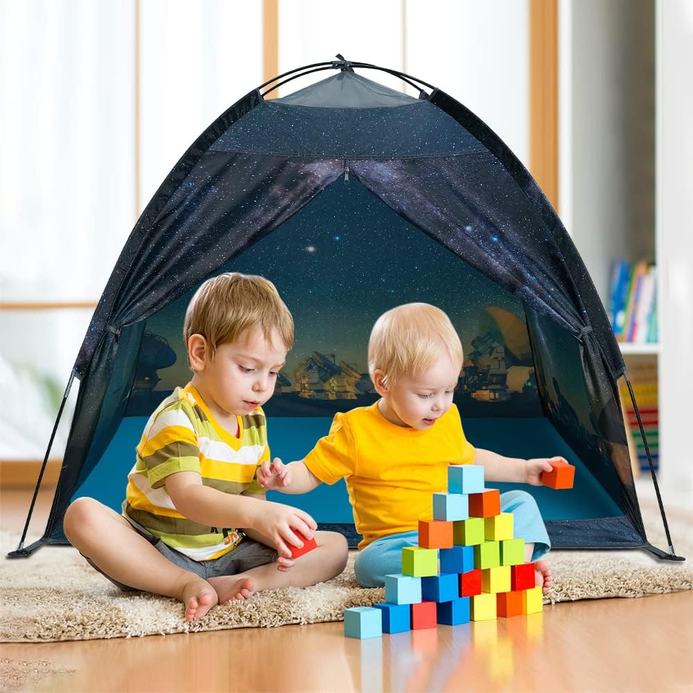 Magnetic Kids Play Tent - Imaginative Popup Space Tent for Indoor/Outdoor Fun - Galaxy Dome Playhouse for Boys & Girls - Perfect Kid's Gift - 47" x 47" x 43"