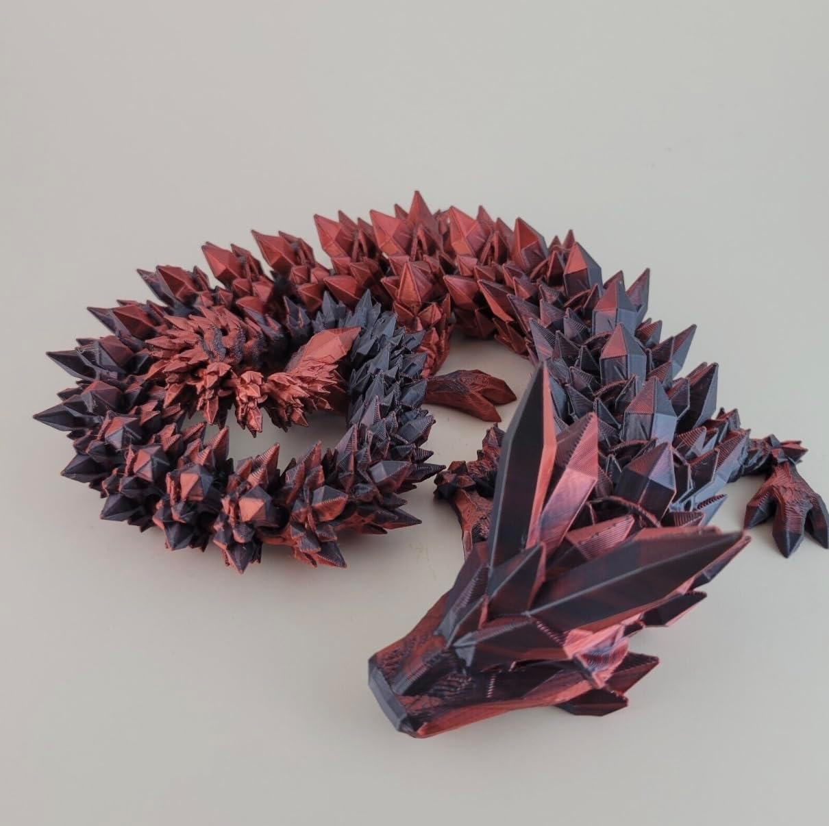 Crystal Dragon - Articulated Flexi Dragon - 3D Printed Gift (Teen, Red/Black)