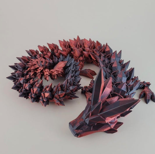 Crystal Dragon - Articulated Flexi Dragon - 3D Printed Gift (Teen, Red/Black)