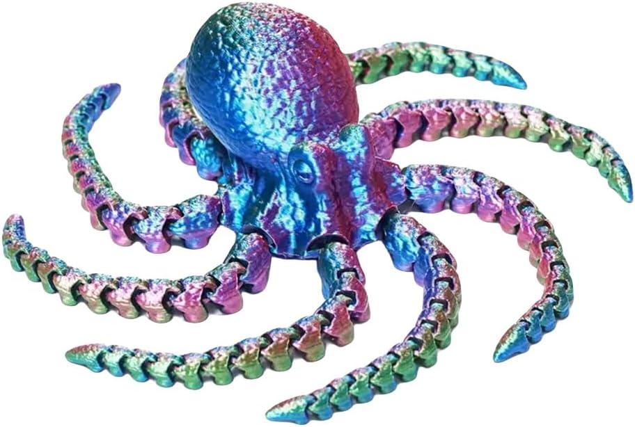 3D Printed Octopus Animals Toy Articulated Octopus Fidget Toy 3D Printed Gift Creative Ornament Articulated Octopus Toys Home Decor (coloful)