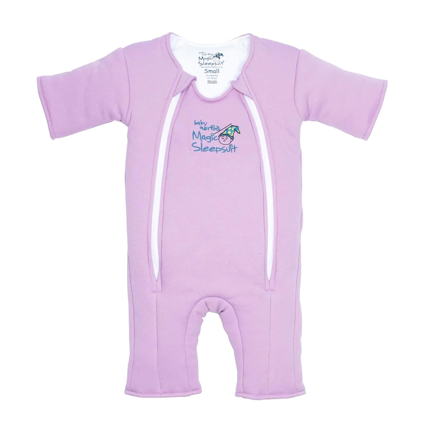 Magic Sleepsuit Baby Merlin's Cotton Baby Swaddle Transition Product - Soft and Cozy Design, Double Zipper for Easy Diaper Changes, Promotes Safe Sleep, 3-6 Months - Lavender - Small 12-18lbs