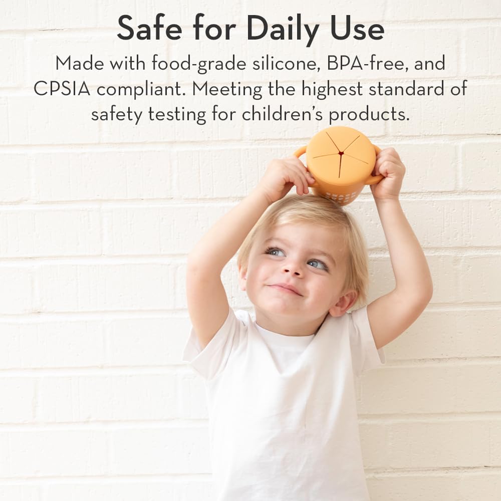 Snack Cups for Toddlers by Bella Tunno, Set of 2 Silicone Spill Proof Food Containers with Lids, Babies & Kids 6-12 Months, Mr. Happy & Cheerio Mate