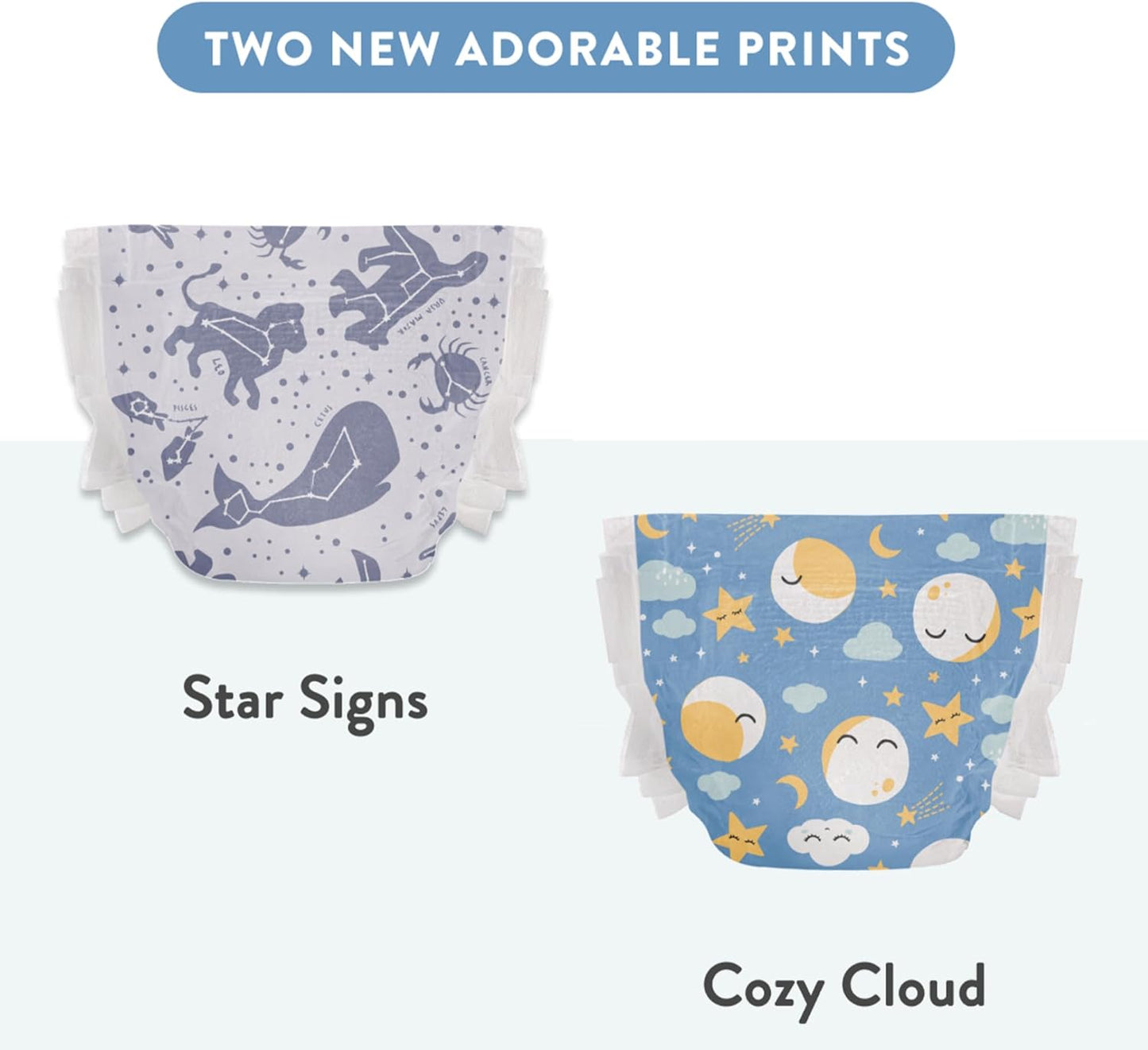 The Honest Company Clean Conscious Overnight Diapers for Sensitive Skin | Hypoallergenic, Fragrance Free | Cozy Cloud + Star Signs | Club Box, Size 3 (16-28 lbs), 52 Count