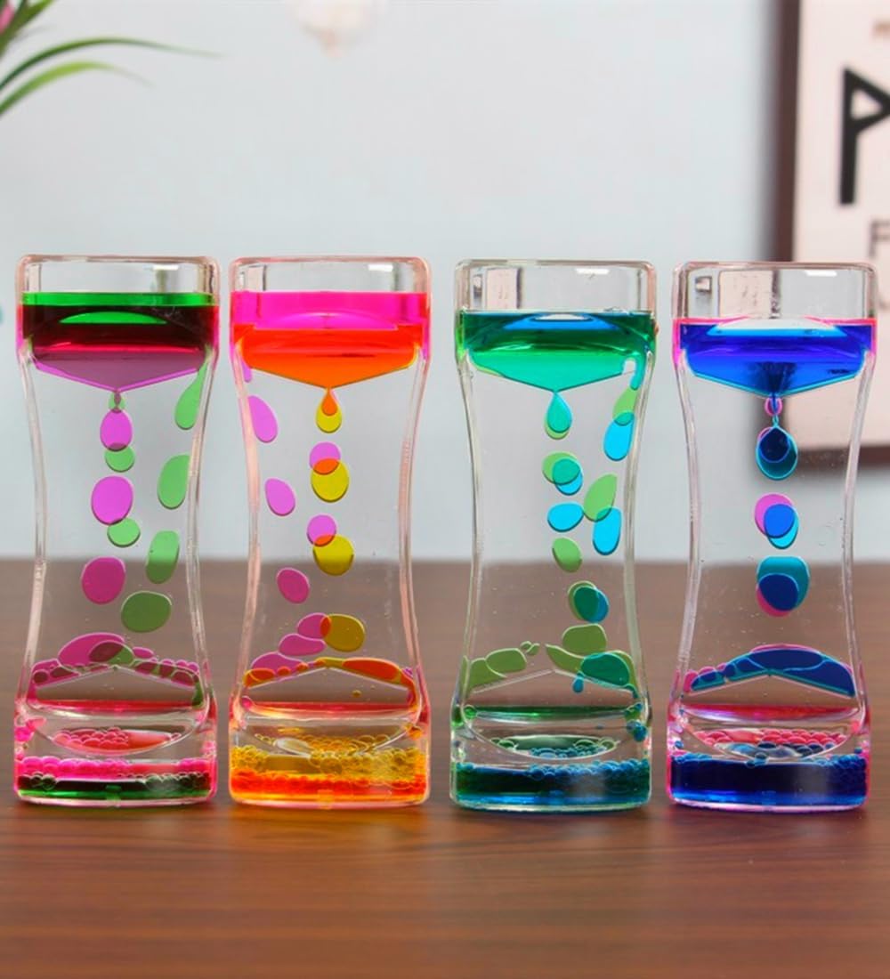 Liquid Motion Bubbler Colorful Oil and Water Sensory Toys Bubbler Timer ADHD Anxiety Autism Fidget Toy for Kids Calm Stress Relief Desk Toys for Office for Adults 5 Pack