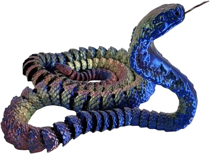 3D Printed Snake Cobra-3D Printed Animals Fidget Toy Creative 3D Printed Animals Articulated Snake Collectibles Home Office Executive Desk Decor