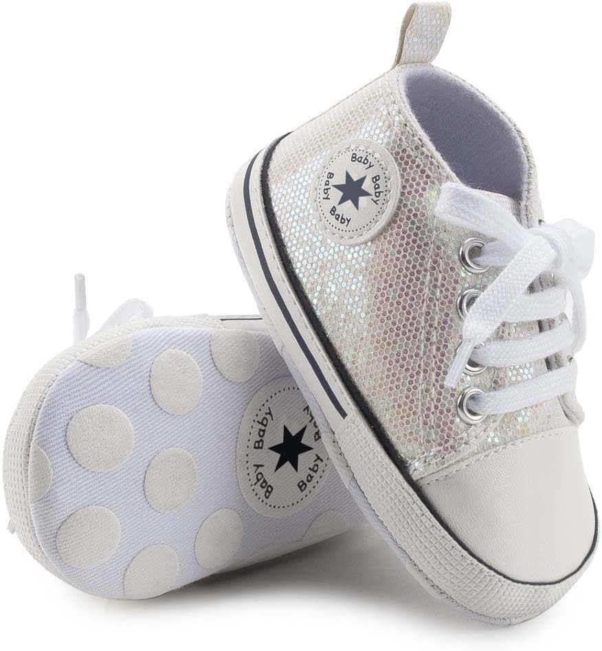 Unisex Baby Girls Boys Canvas High-top Shoes, Newborn Infant Anti-Slip Soft Sole Frist Walking Breathable Sneakers