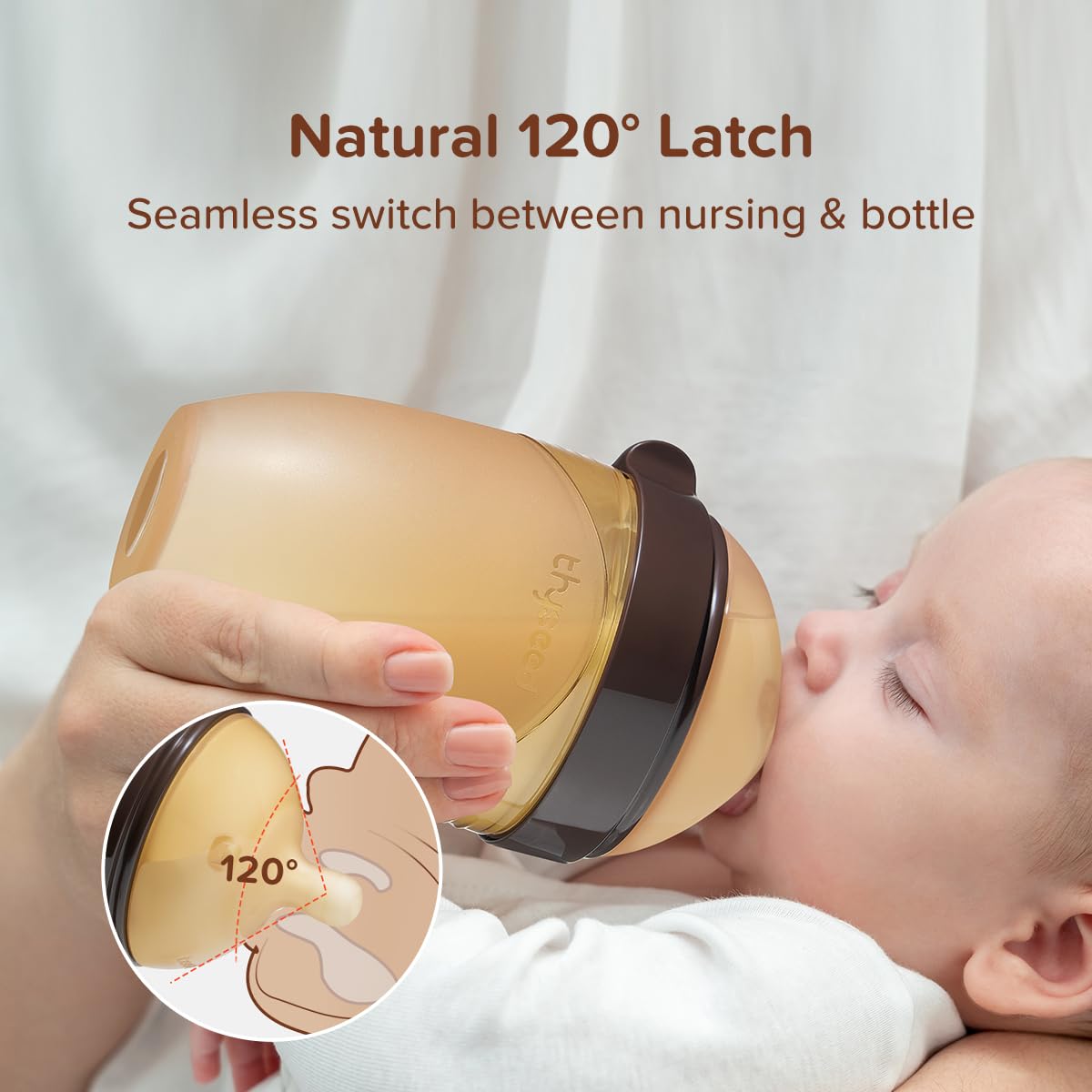 Silicone Natural Breast-Like Bottle with Nipple(0-3 Months),8oz，1pack