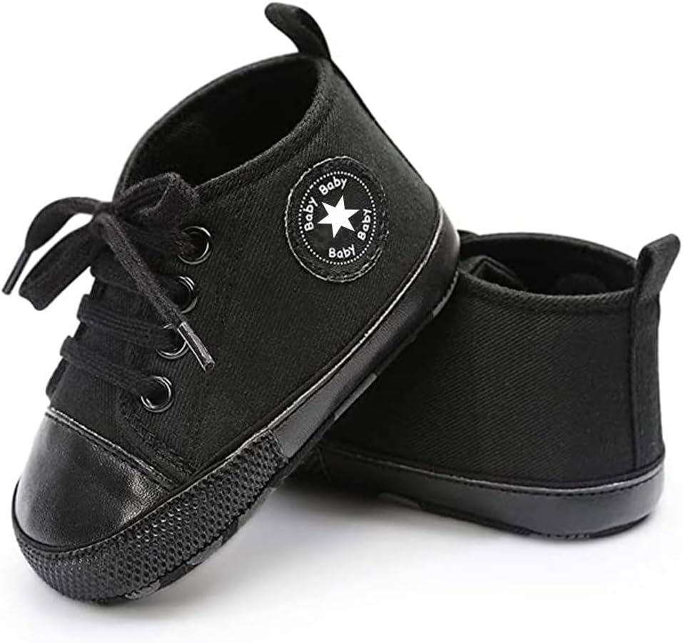Unisex Baby Girls Boys Canvas High-top Shoes, Newborn Infant Anti-Slip Soft Sole Frist Walking Breathable Sneakers