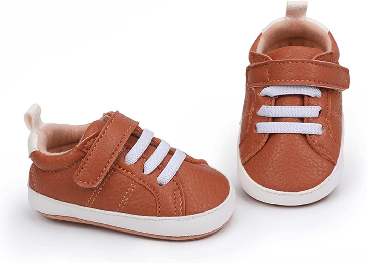 SOFMUO Baby Boys Girls High Top Ankle PU Leather Sneakers Soft Rubber Sole Infant Moccasins Newborn Oxford Loafers Anti-Slip Toddler Wedding Uniform Dress Shoes