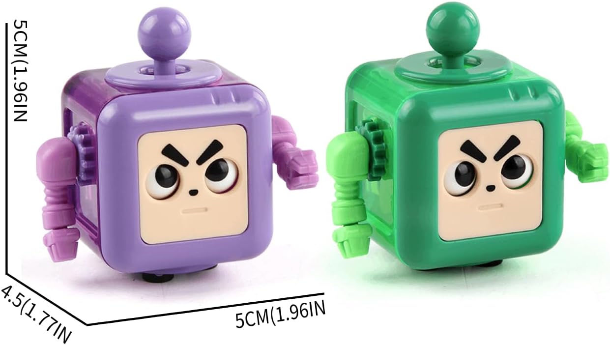 2P Fidget Robot Cube Fidgets Toy, Magic Cube Stress and Anxiety Relief Toys, Fidgets Robot Cube Toy Cube Relaxing Hand-Held for Adults, Killing Time Cool Fidget Block for ADD/ADHD/OCD (Green Purple)