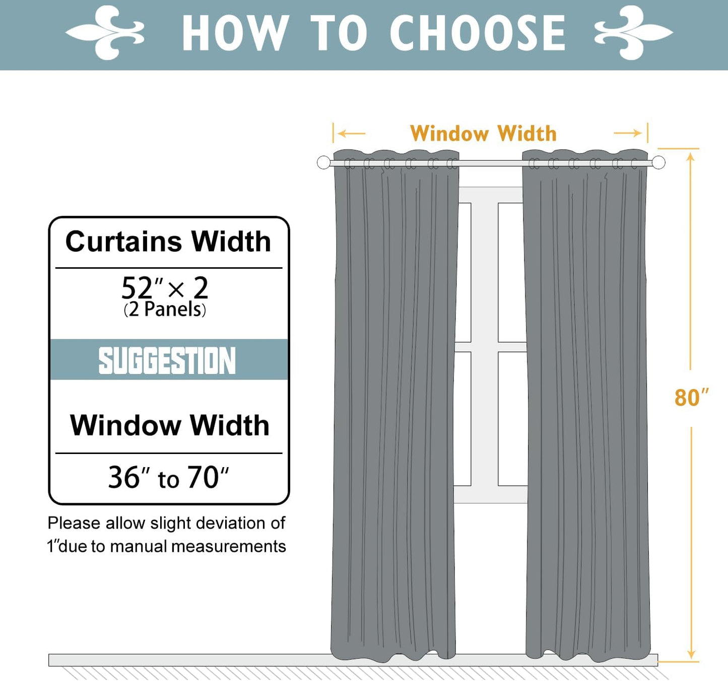 ChrisDowa Blackout Curtains 80 Inches Long 2 Panels Set for Living Room, Grommet Thermal Insulated Room Darkening Curtains for Bedroom (Brown, 52 x 80 Inch)