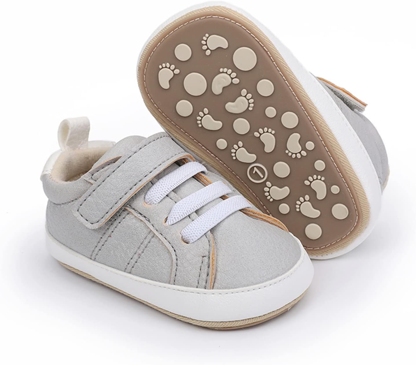 SOFMUO Baby Boys Girls High Top Ankle PU Leather Sneakers Soft Rubber Sole Infant Moccasins Newborn Oxford Loafers Anti-Slip Toddler Wedding Uniform Dress Shoes