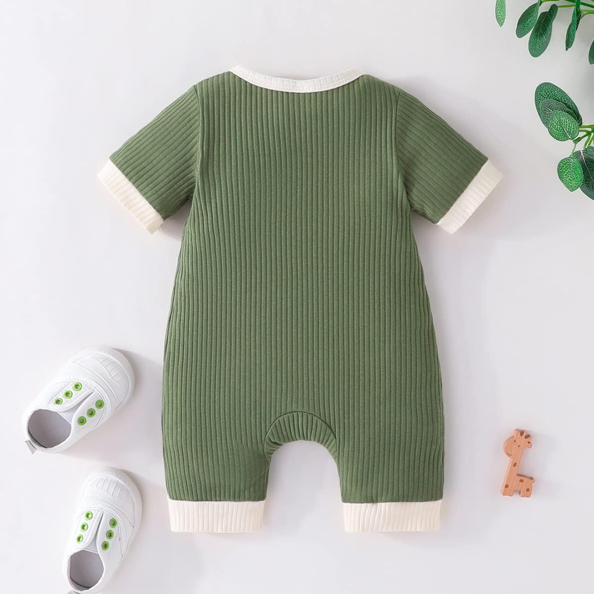 Bafeicao Unisex Baby Boy Girl 2 Pack Rompers Short Sleeve 2 Way Zipper One Piece Jumpsuits Clothes Sets