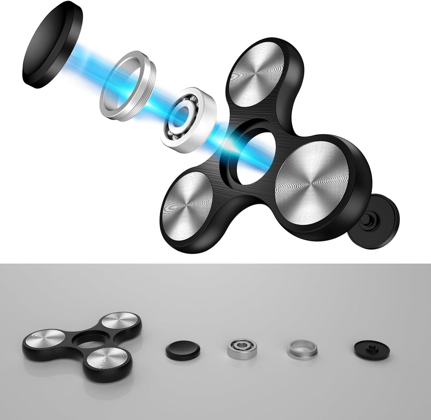 Fidget Spinners Toy, 3-8 Min Spins Time Stainless Steel Bearing Metal Fidget Spinner, EDC ADHD Stress Anxiety Relieves Fidgets Finger Toys, Novelty Toy for Kids and Adults