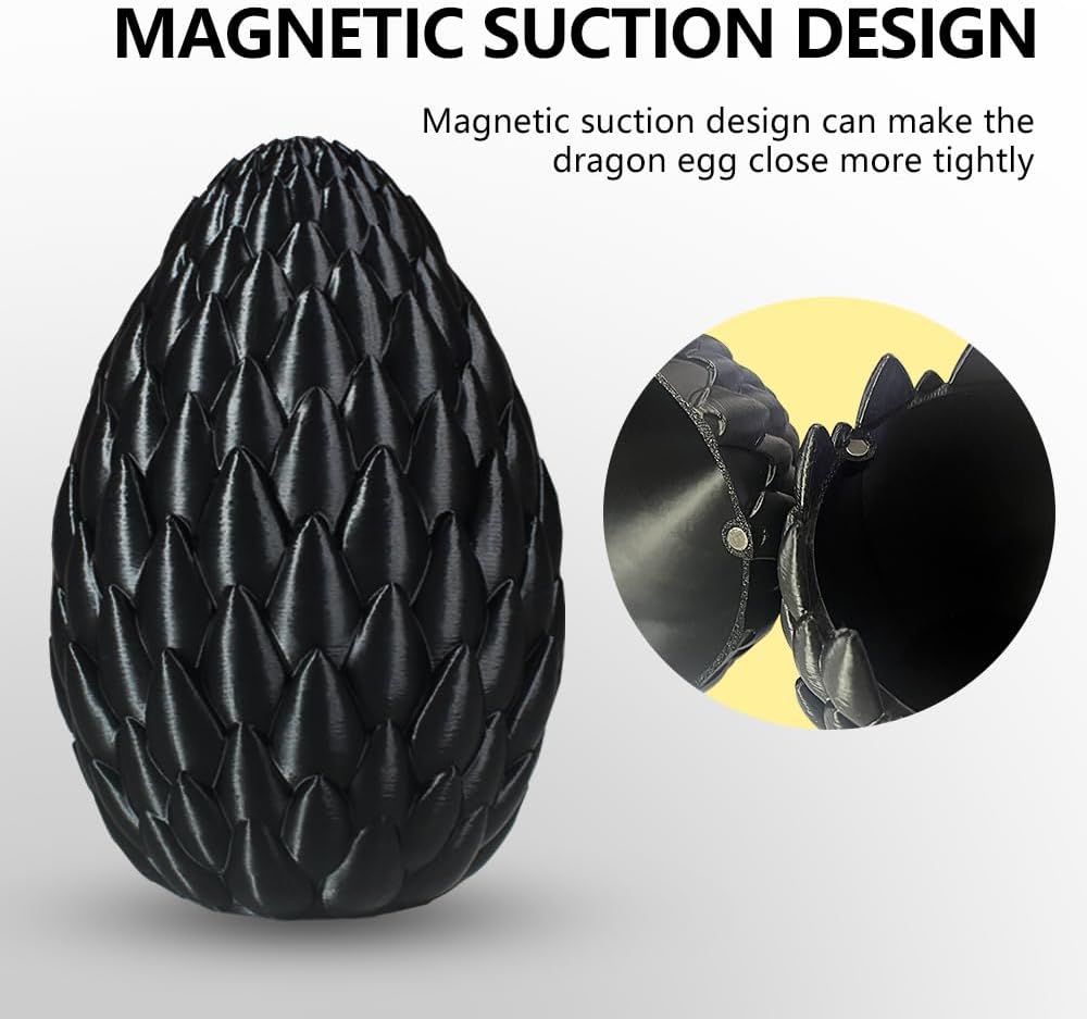 Dragon Eggs with Dragon Inside, 16.5 Inch Large 3D Printed Dragon Egg Articulated Dragon Crystal Dragon Executive Desk Toys Fidget Toy for Autism/ADHD (Gold, only Dragon)