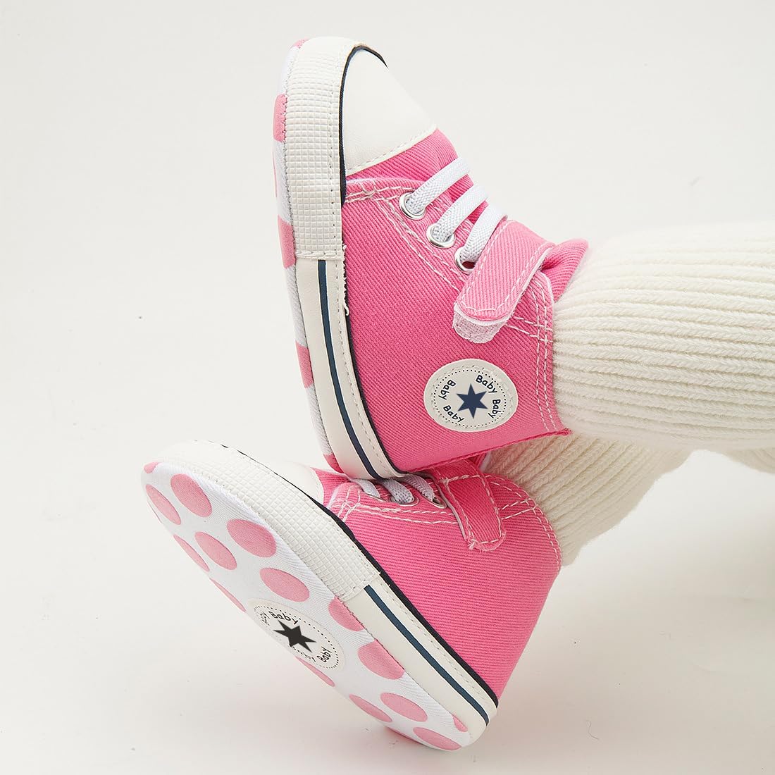 Unisex Baby Girls Boys Canvas High-top Shoes, Newborn Infant Anti-Slip Soft Sole Frist Walking Breathable Sneakers