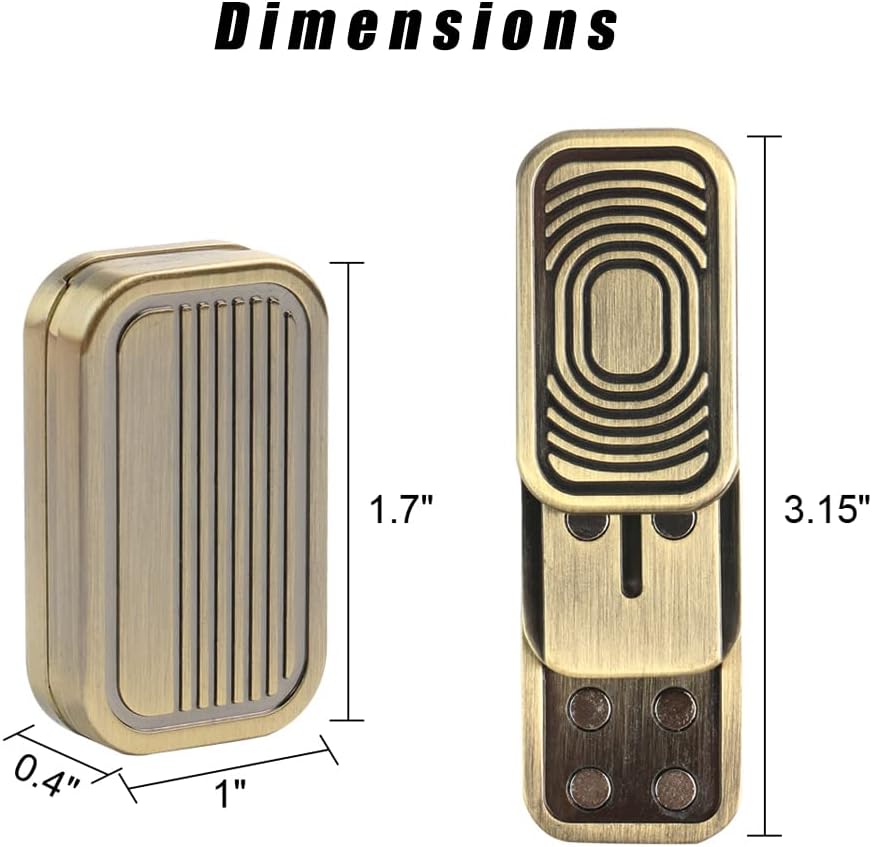 Magnetic Metal Fidget Toys - Metal Poker Push Card Fidget Slider Stress Relief Toy, Men’s EDC Toy Fidget Toy Haptic Coin, Office Desk Toys Gifts for Boyfriend and Father (Brass CP3)