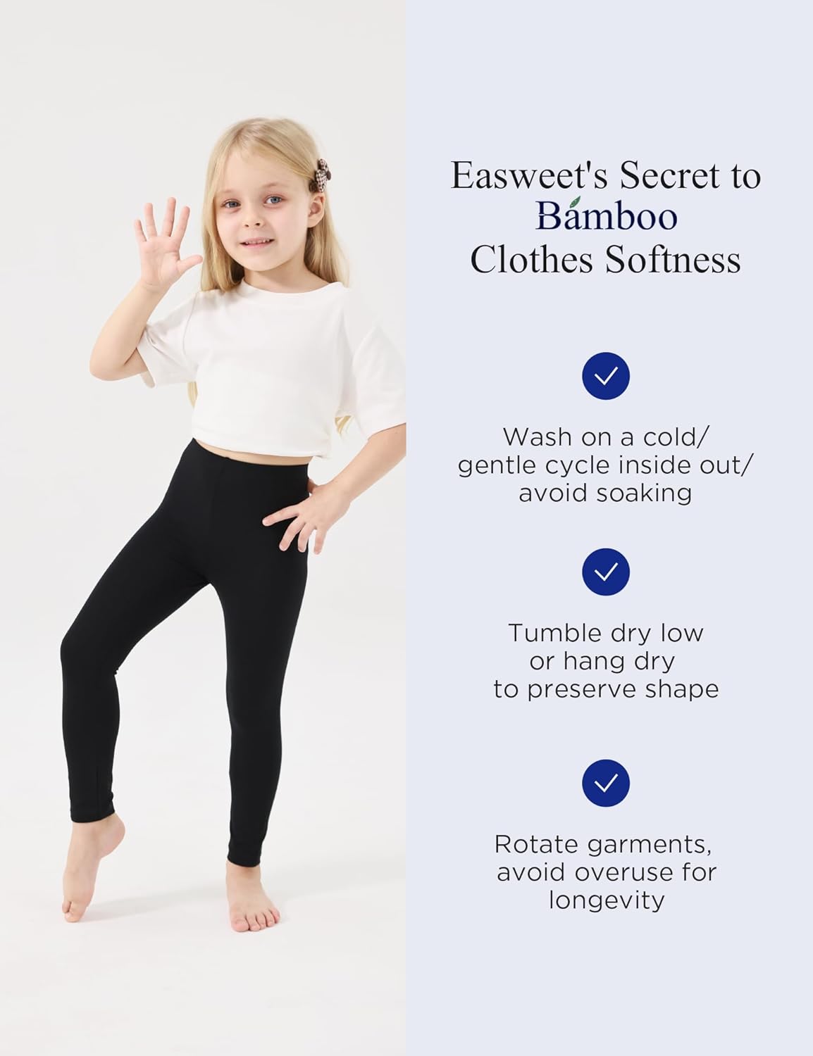 Toddler Girls Leggings 2-Pack Bamboo Viscose Little Girls Casual Stretch Pants