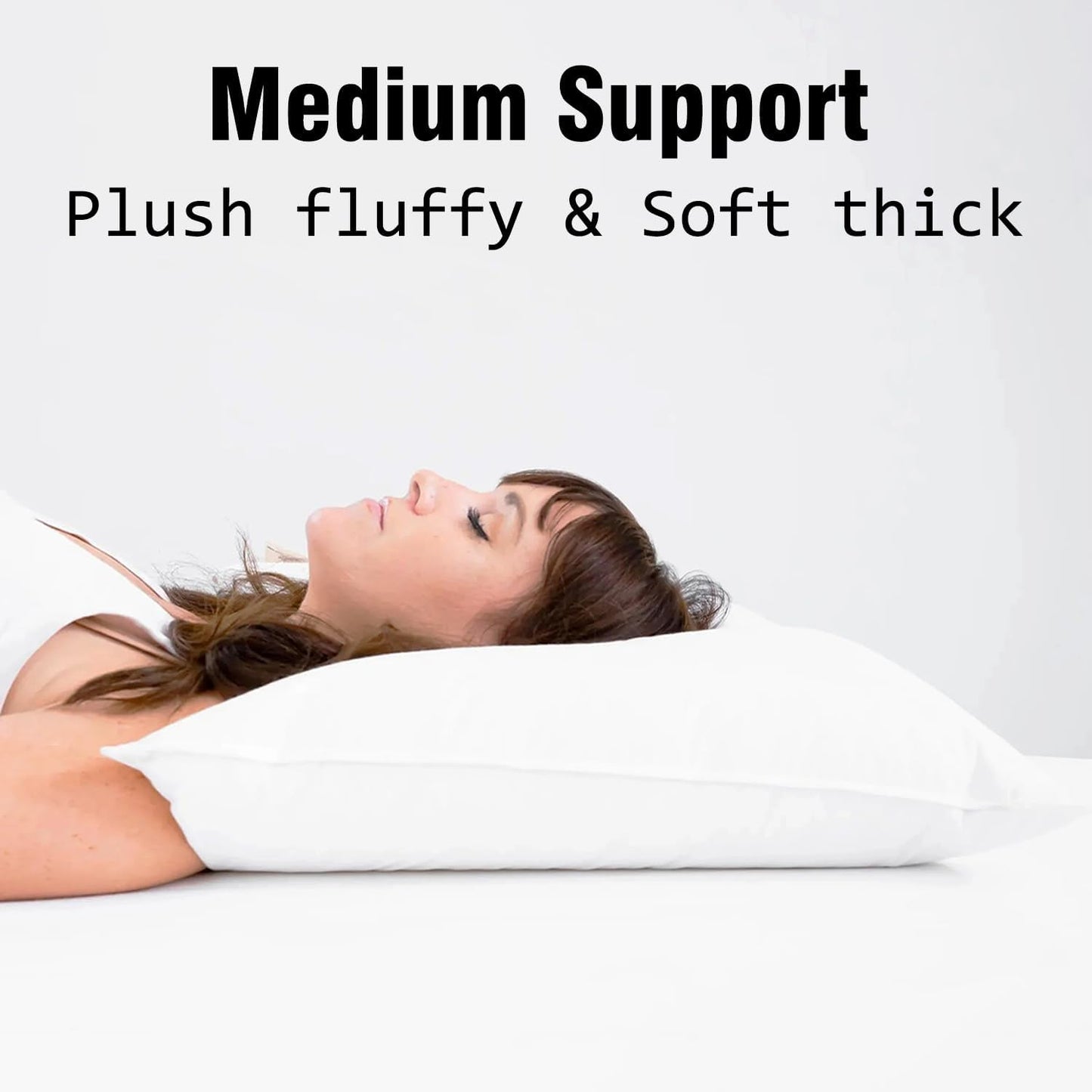 Hotel Collection Bed Pillows Queen Size Set of 2 Back Sleeper Pillow for Adults Stomach Kids Side Sleeping Medium Soft Plush Fluffy White 20x30 inches