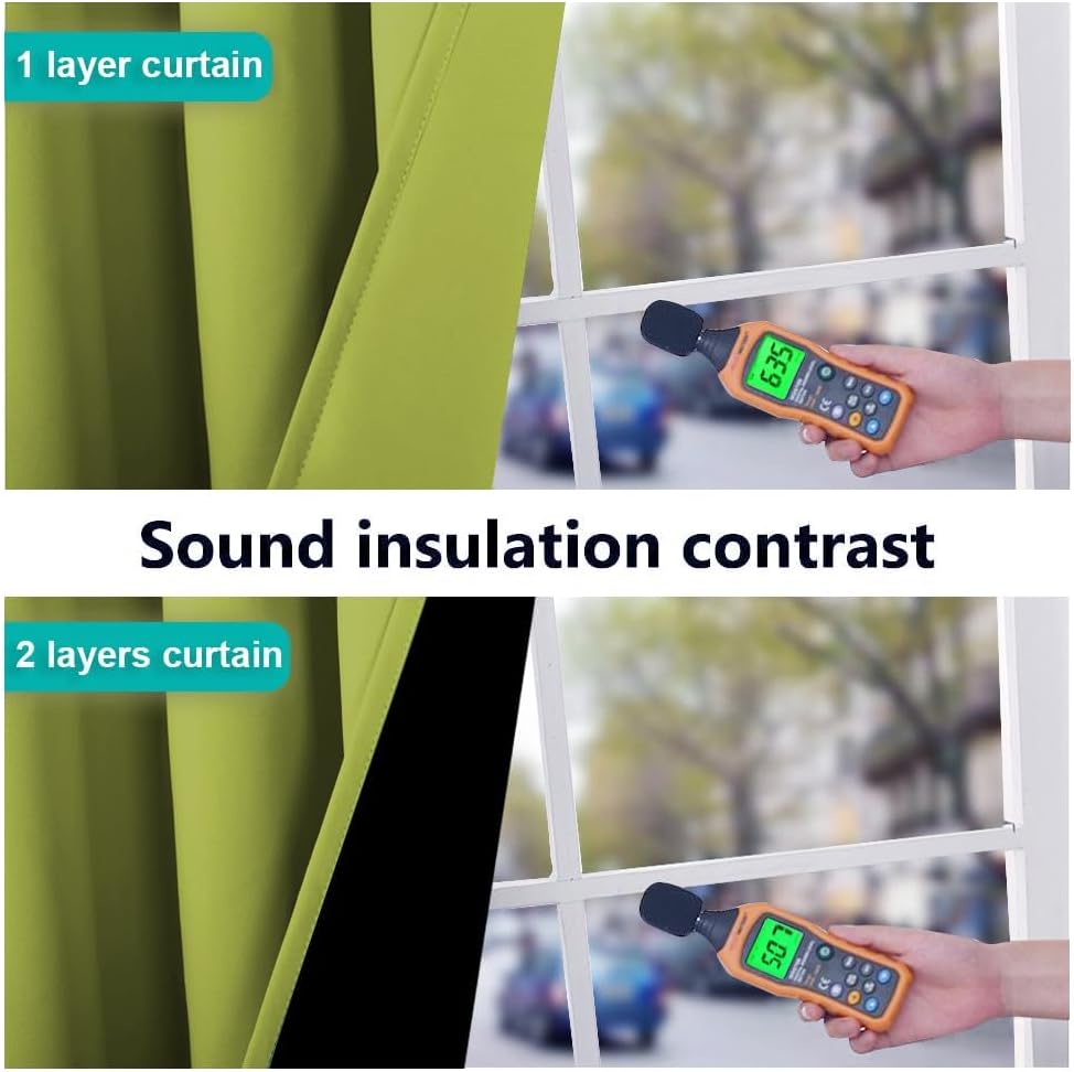 NICETOWN Extra Long Truly Blackout Drapes for Hall and Villa, 46" Width Each Panel, 45" Length, Fresh Green, 2 Pieces, 100% Blackout Window Curtain Panels with Black Lined for Night Shift Worker