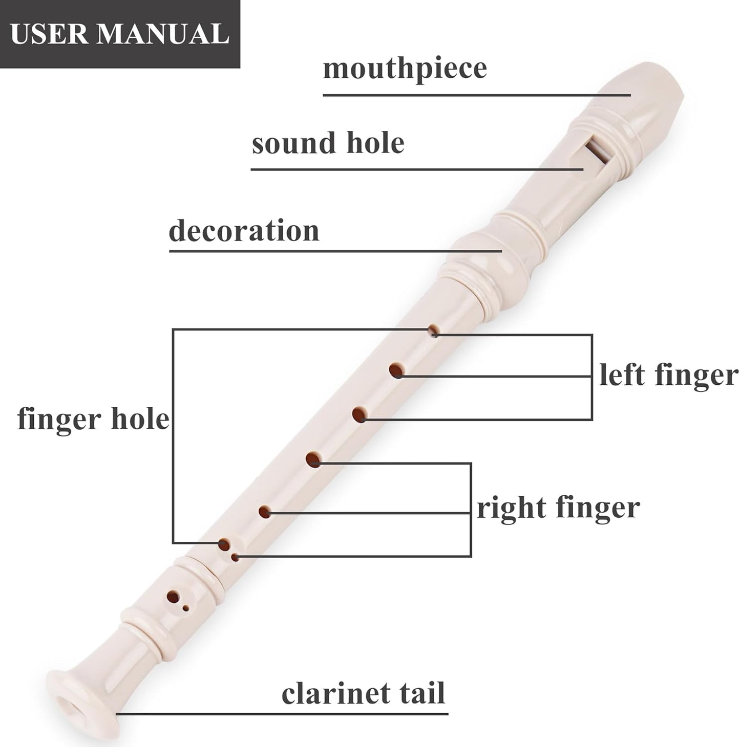 Recorder Instrument for Beginner Adults,8-Hole Soprano Descant Recorder Music Flute with with Cleaning Rod & Leather Case For Home Entertainment(2-Woven Sliver)