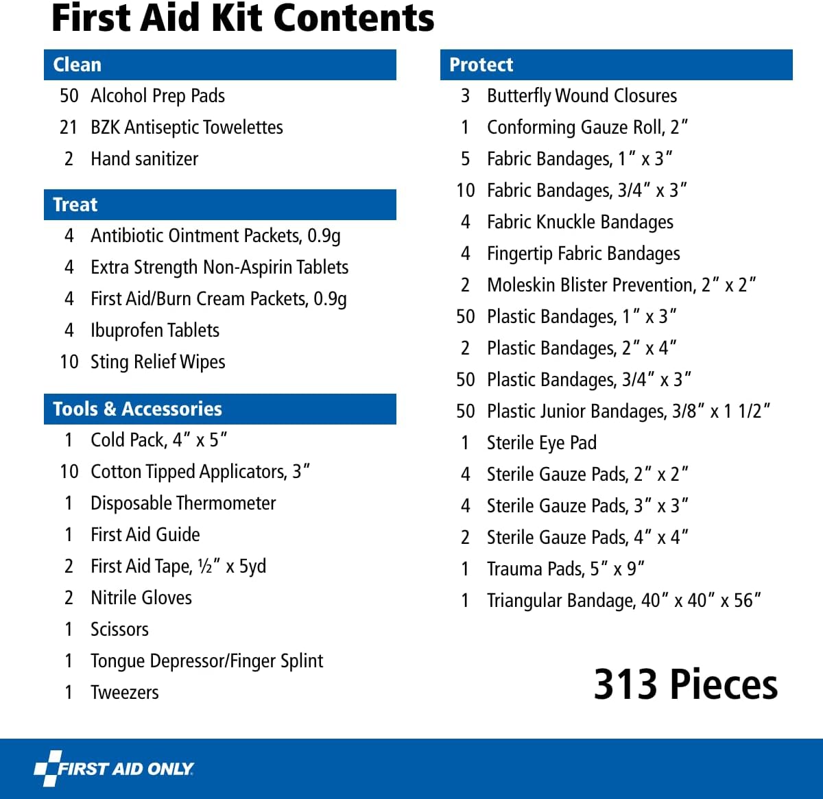 First Aid Only 313 Piece Home & Go Emergency First Aid Kit (91081)