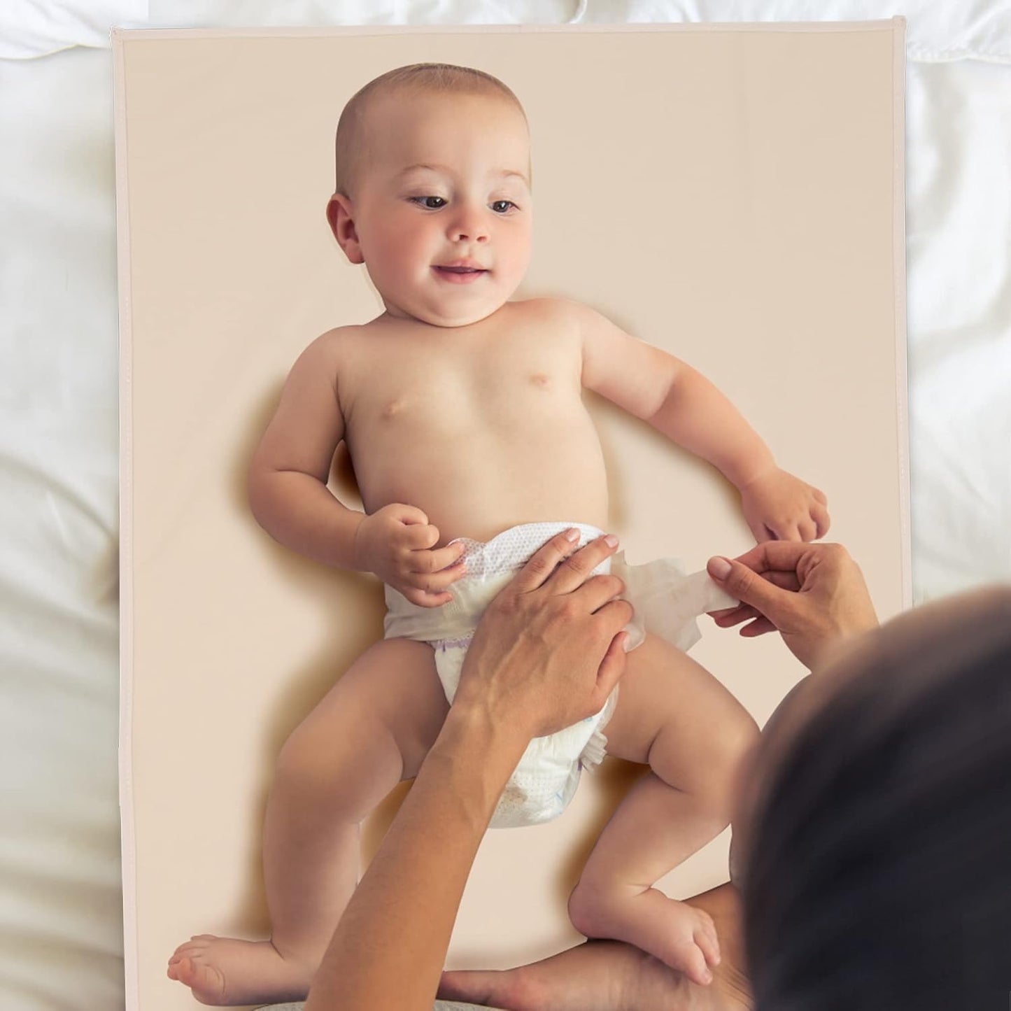 Vegan Leather Baby Changing Mat - Wipeable Portable Changing Pad, Foldable Travel Changing Mat for Baby, Newborns Toddlers Shower Gifts (Apricot,20"*28")